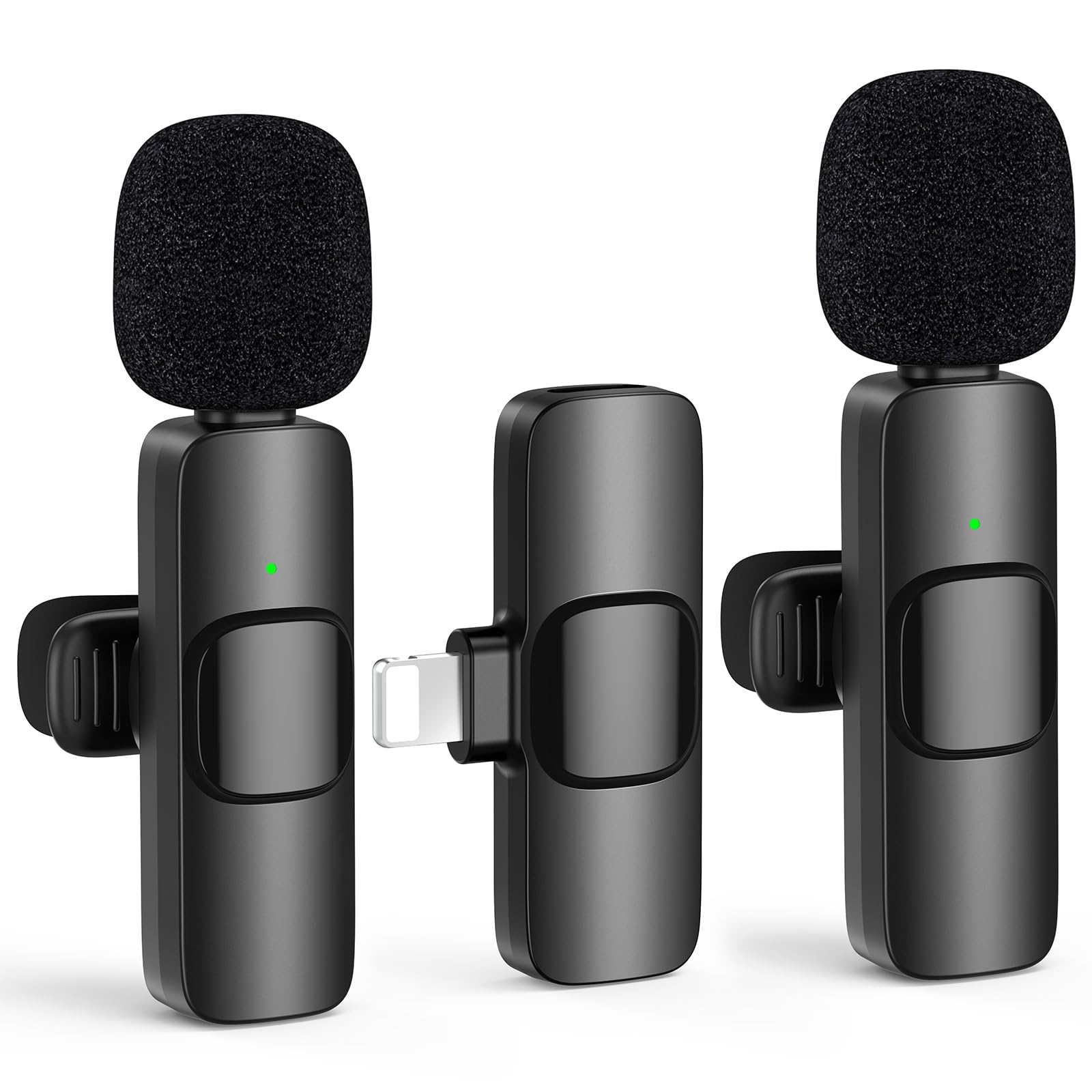 HEHOTTC 2 Pack Mini Wireless Lavalier Microphone for Lightning iOS Devices - Noise Reduction LAPE iPad Mic for Recording, Clip on Mic, Omni Lav Mic for Video Recording, Tiktok, YouTube, Vlog