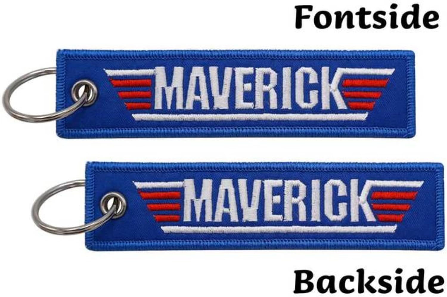Maverick Top Navy Pilot Fighter Plane Air Force Embroidered Keychain Key Tag Chain Fob Ring