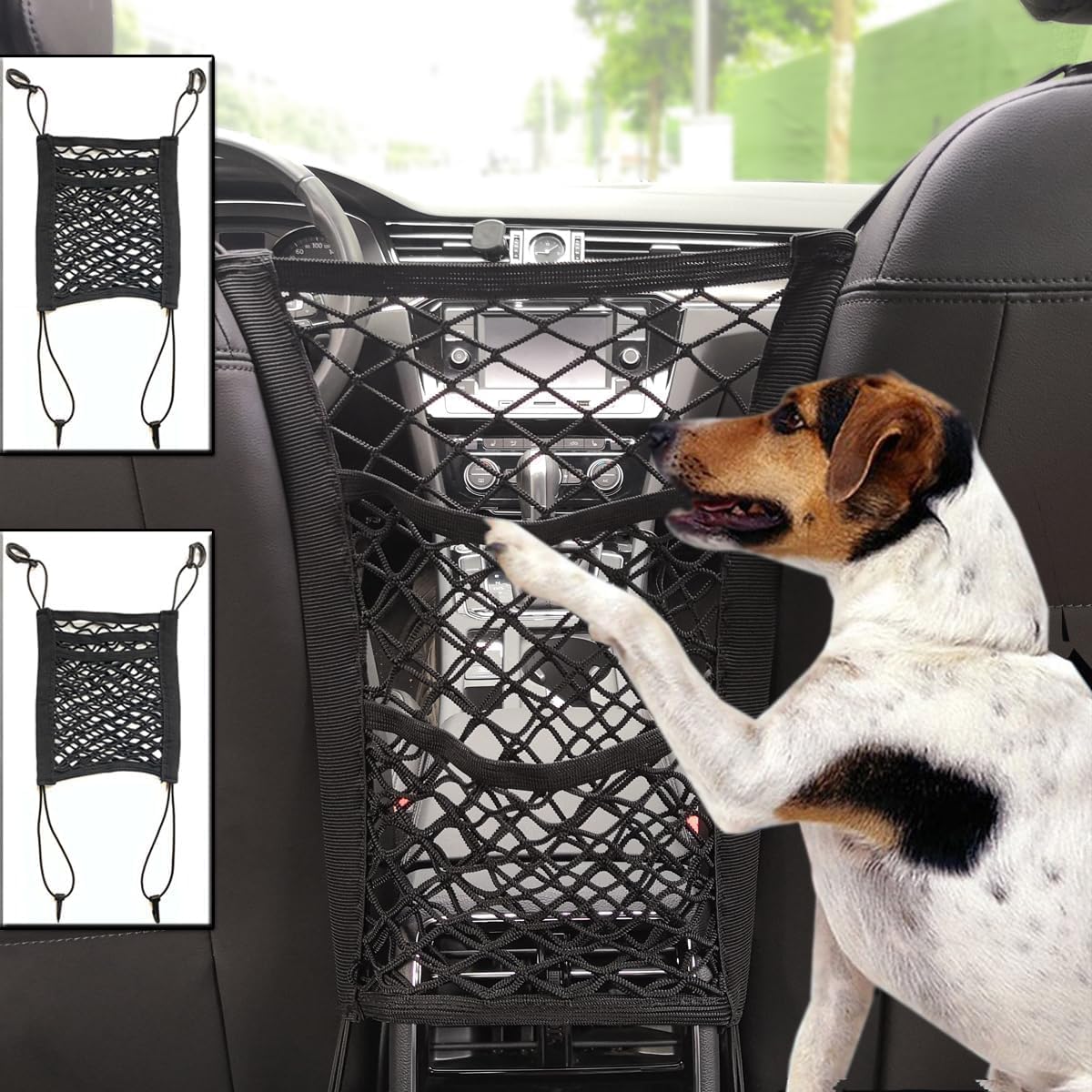 3-Layer Car Mesh Organizer, Seat Back Net Bag, Barrier of Backseat Pet Kids, Cargo Tissue Purse Holder, Driver Storage Netting Pouch