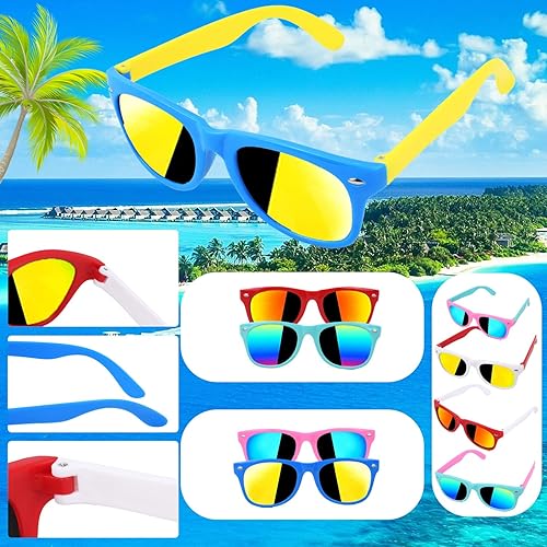 Miniatura 3 de Gafas de sol para niños a granel, paquete de 36 lentes de sol para niños de 4 a 8 a 12 años, gafas de sol neón con protección UV400, juguetes de