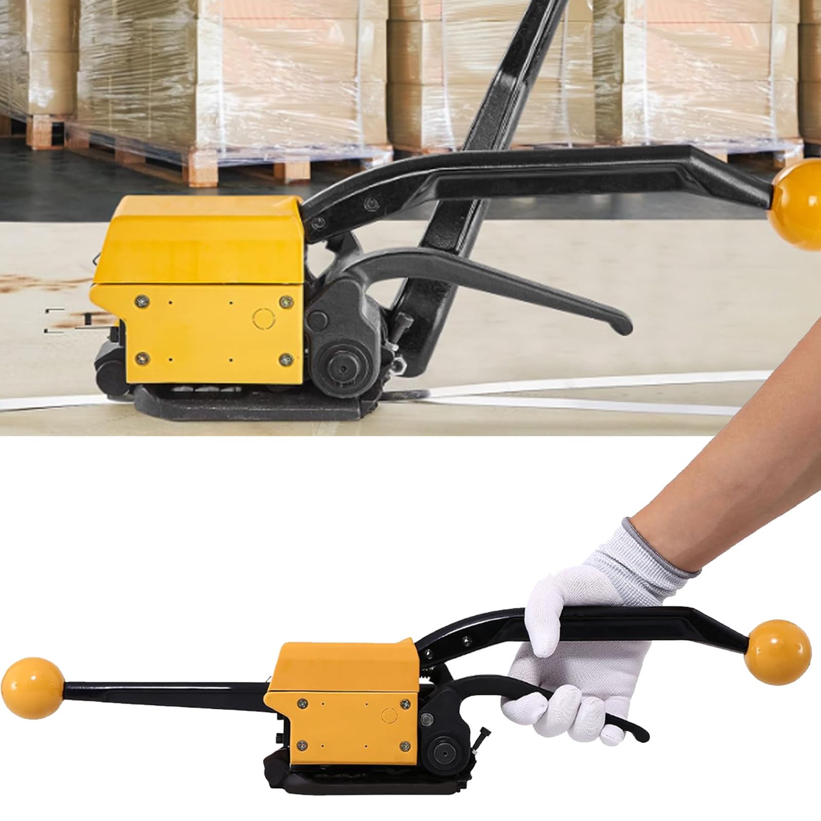Umreifungswerkzeug aus Stahl, 3-in-1, Spanner, Crimpzange für 13–19 mm breite Metallbänder, dichtloses Kombinationswerkzeug für Verpackung und Versand
