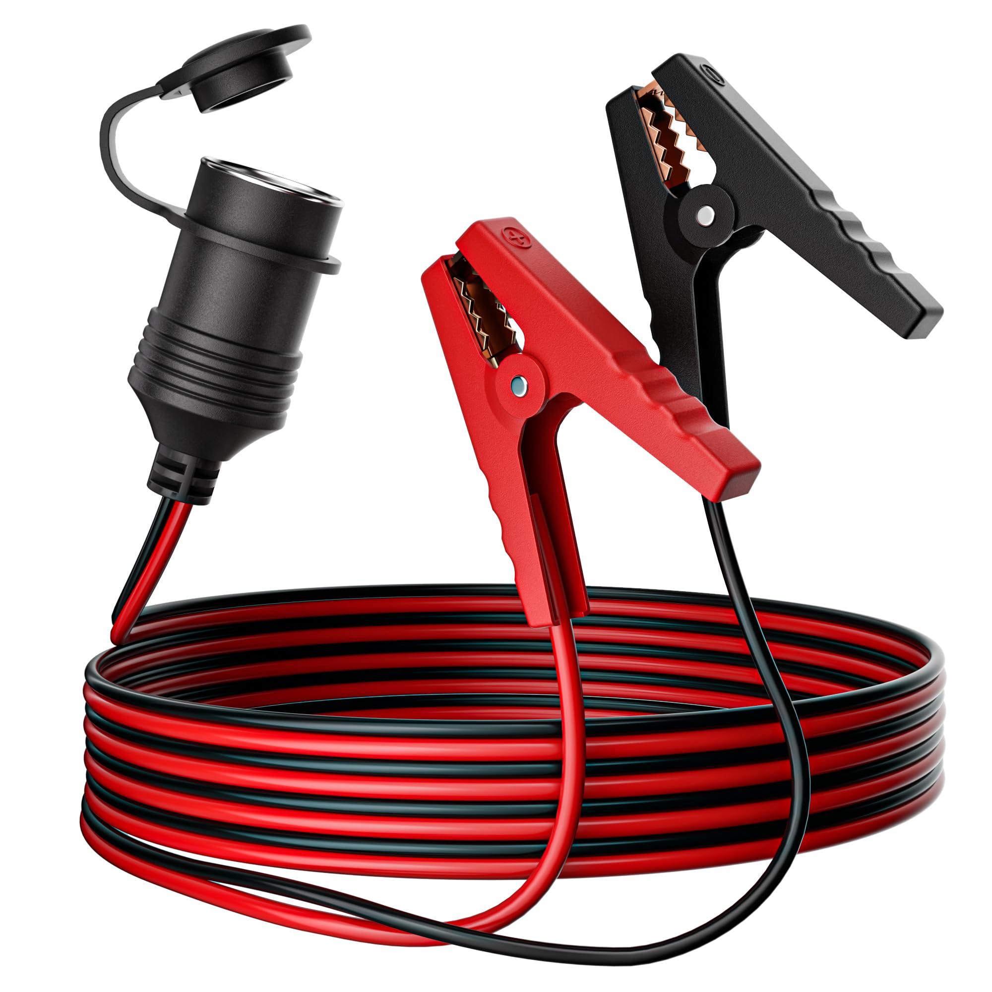 RGBer® Zigarettenanzünder Steckdose| Zigarettenanzünder 12V Steckdose mit Batterieklemmen| 12V Auto Zigarettenanzünder Steckdose für Kühlbox, Kompressor, Luftpumpe