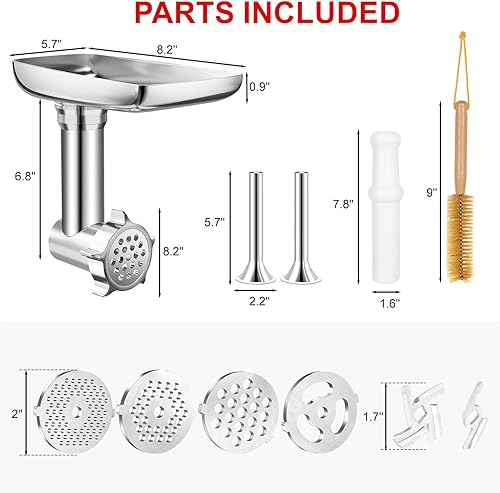Miniatura 6 de Accesorios metálicos para molinillo de alimentos para batidoras de pie KitchenAid y batidoras de pie Cuisinart serie SM-50. Picadoras de carne,