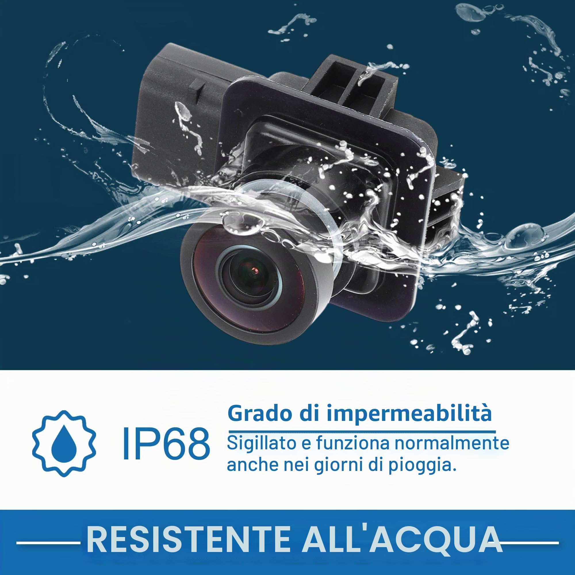 Telecamera Posteriore Per Ford Kuga 13-17 Retrocamera | Per Ford Kuga 2013-2017, Angolo 170°, Visione Notturna, IP68, HD 1920x1080, OE: EV4T-19G490-CA, Tensione 12-24V