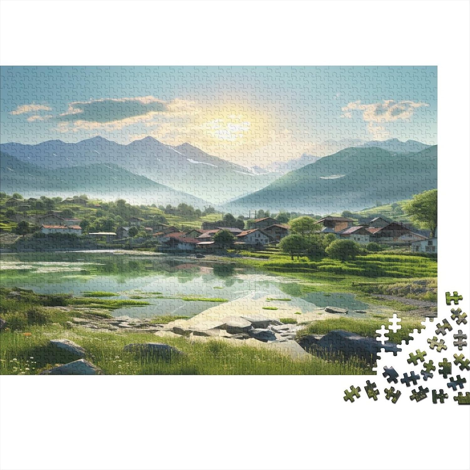 Family with Flowing Rivers for Adults Fun 1000 Pieces Romance Jigsaw Puzzles Stress Relief