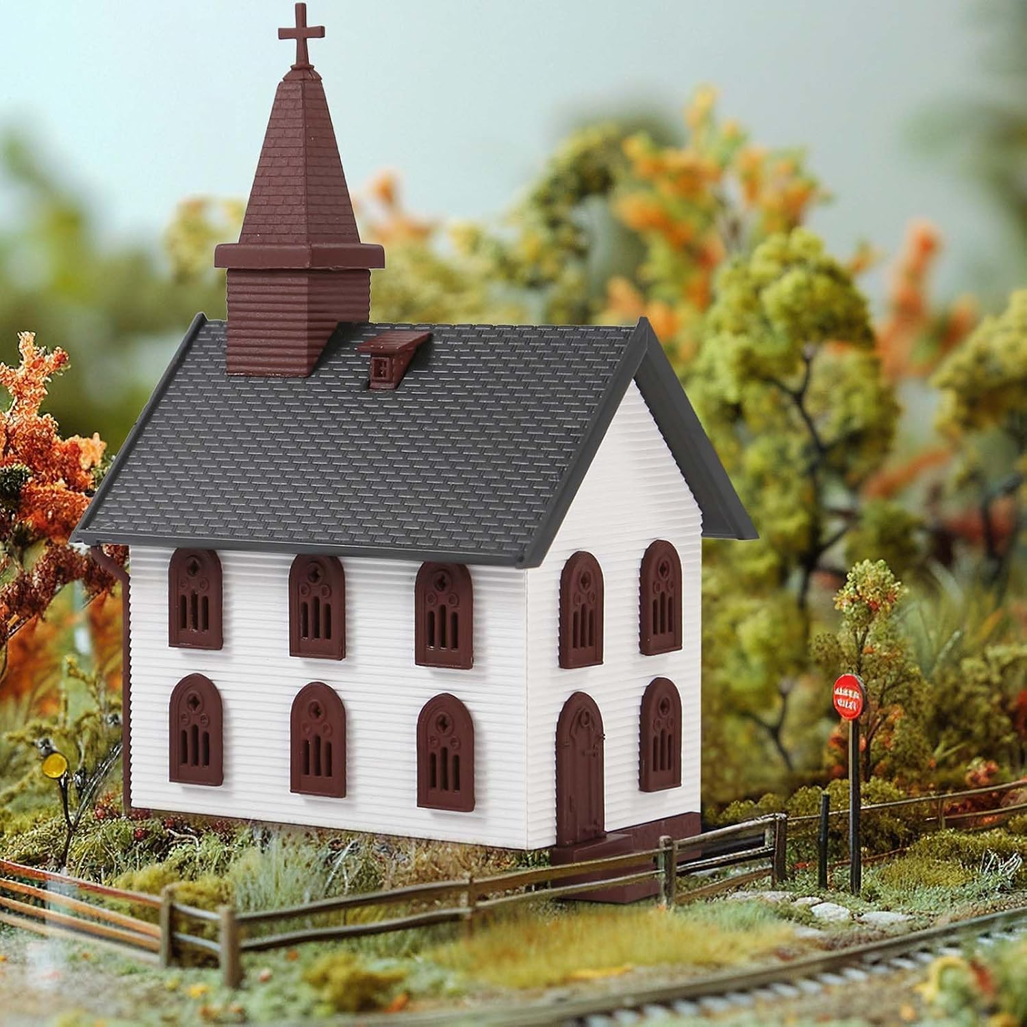 N Scale Painted Pre-Built Model Church 1:150 Assembled Building for Model Railway Layout Diorama JZN5875