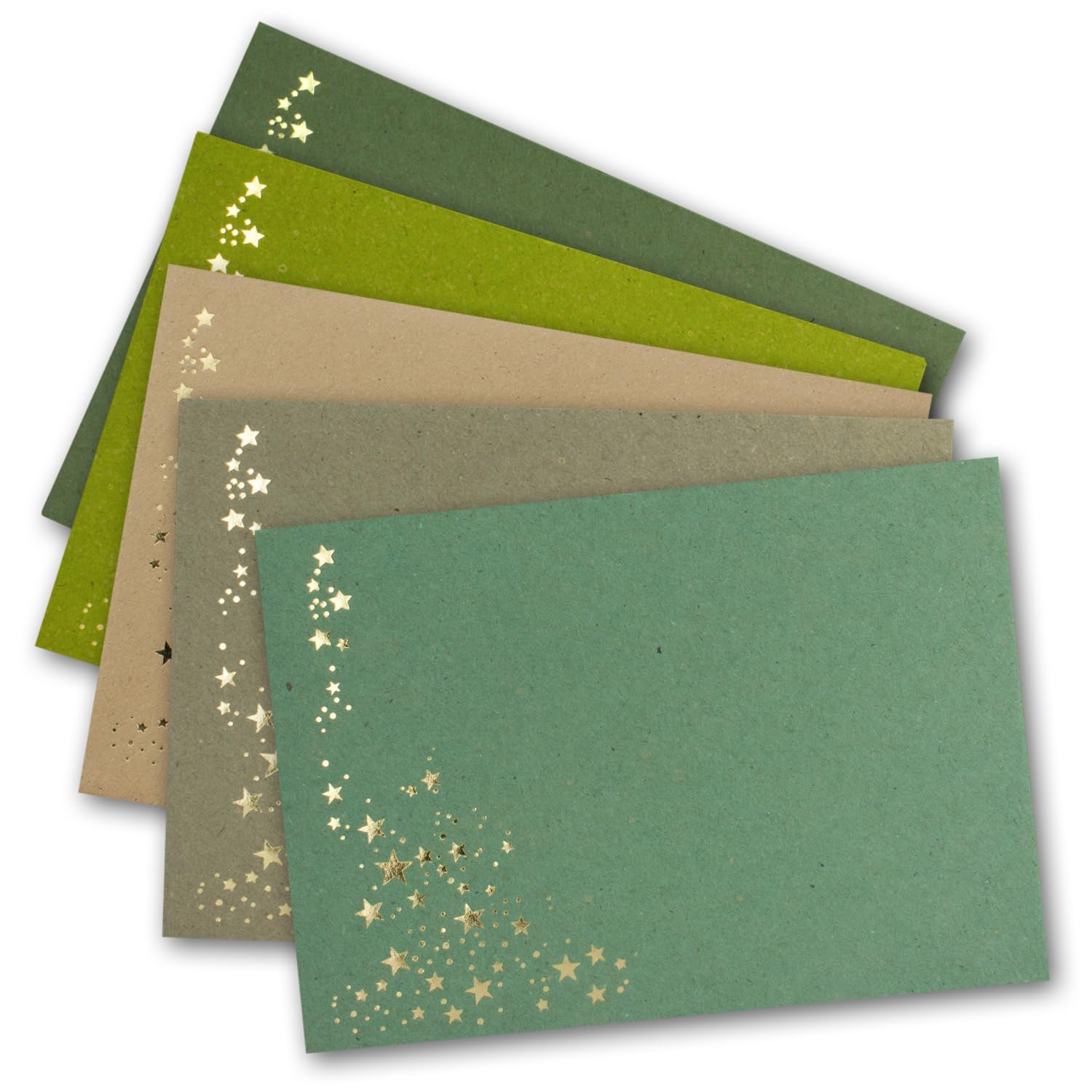 25 Enveloppes C6 Noël – Étoiles Dorées En Relief – Papier Kraft – Autocollant – 114x162 Mm – Idéal Cartes, Mariage, Invitations