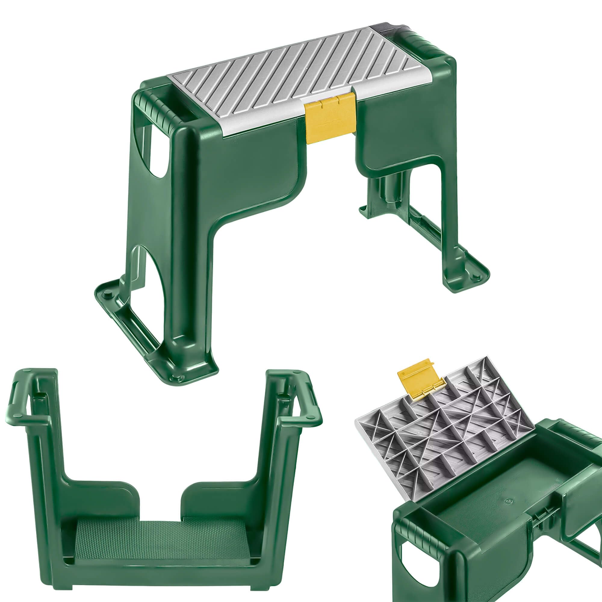 KADAX Gartenhocker, 56.5 x 28 x 37 cm, Kniebank für Gartenarbeiten, 2in1 Kniebank und Tritthocker aus robustem Polypropylen, Stabiler Arbeitshocker für Garten