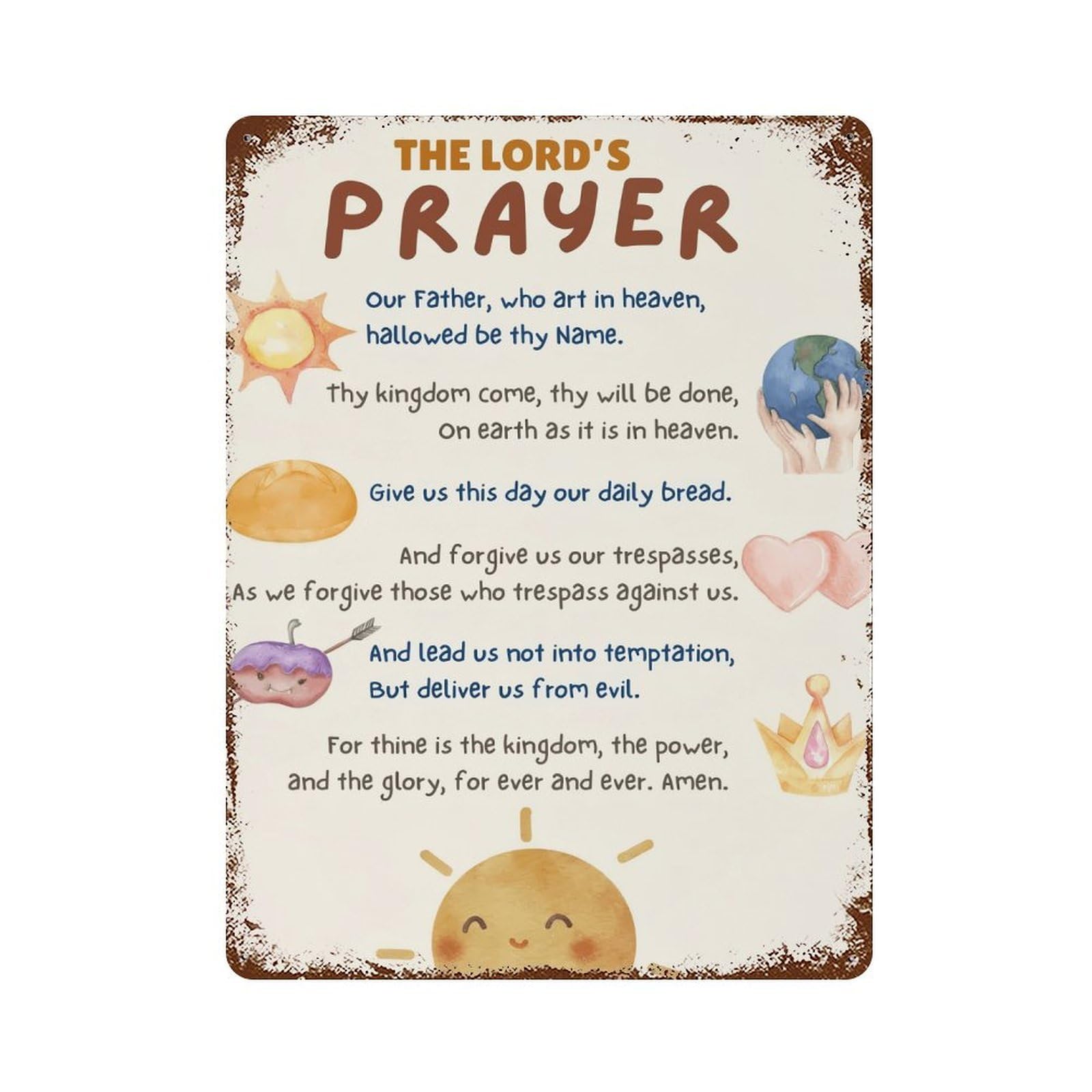 xiaoxiaoshen The Lords Prayer Quote Scripture Wall Decor Art Metal Tin Poster Modern Home Decor Art Home Bar Shop Decorations Vintage Sign 40x30cm