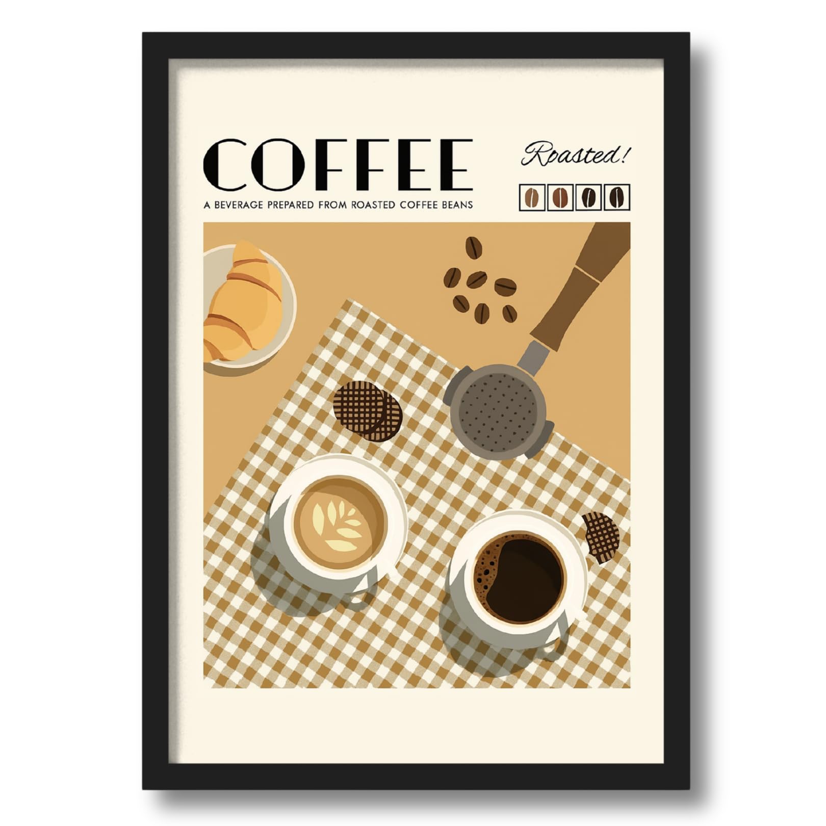 ArtAction Coffee Love Wall Frame Poster | A4 Size | “Coffee Roasted Art” Modern Kitchen & Café Decor | Framed Poster Gift for Living Room, Dining Space-image-9