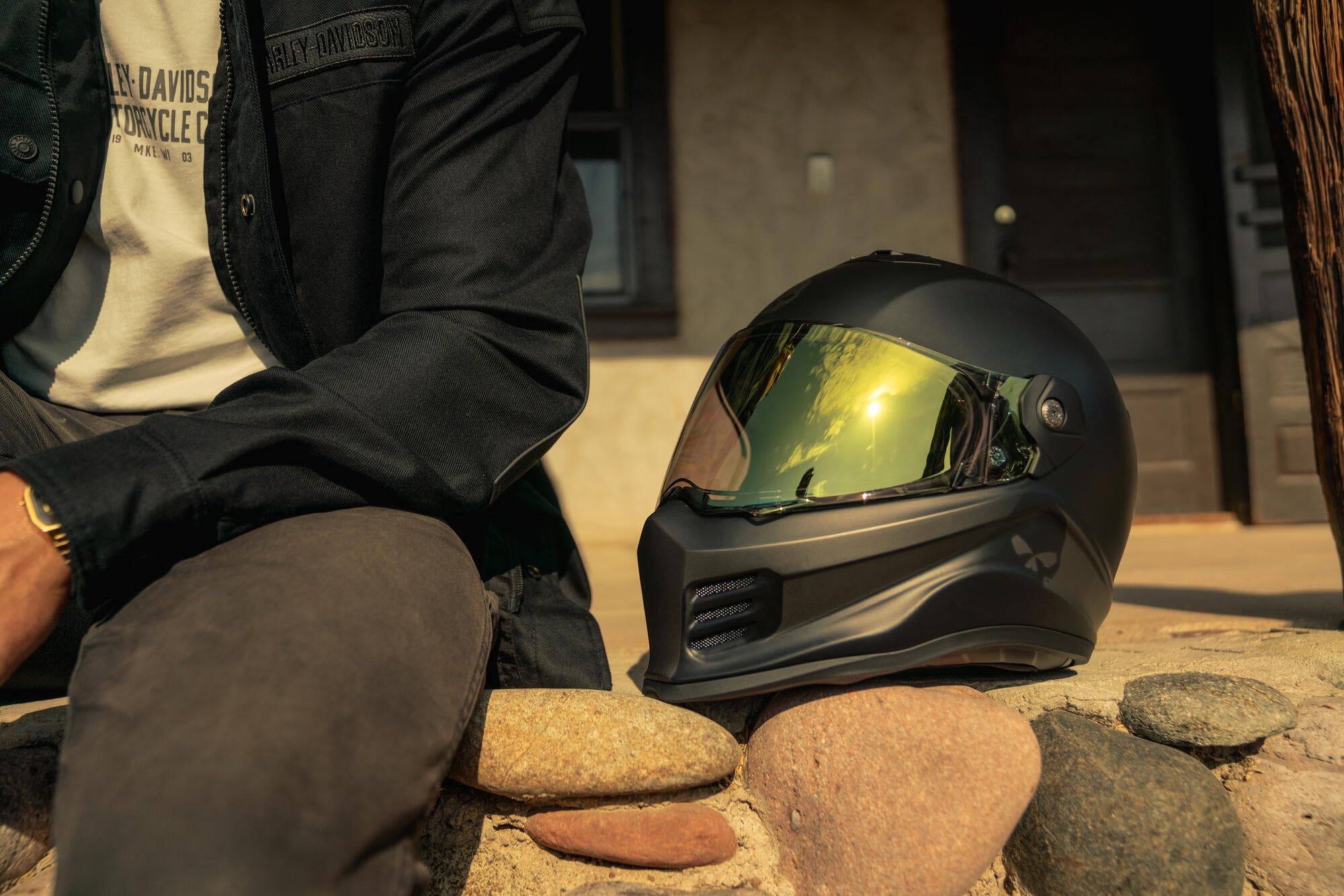 H-D Division X15 Full Face Skull Graphic Integral Motorrad Helm
