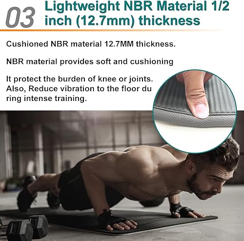 Miniatura 4 de BODYTECH Esterilla de yoga para ejercicio con protección de bordes y extra ancha de 27.6 pulgadas de grosor para gimnasio y fitness en casa.