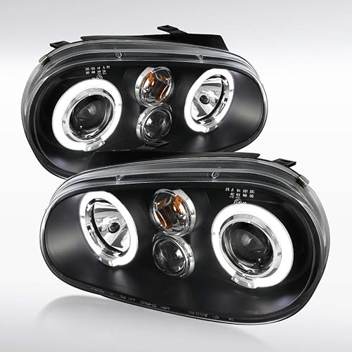 Miniatura 6 de Autozensation Compatible con Volkwagen Golf MK4 GTIGLGLSCabrio cromado carcasa transparente 1999-2005, faros delanteros L + R Pair