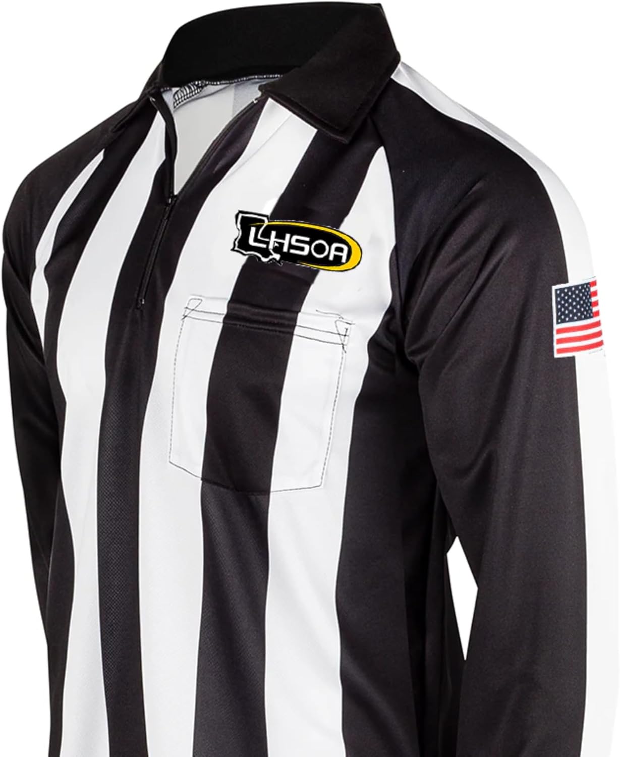 Smitty | LA-156 | LHSOA Dye Sublimated Logo Football/Basketball Referee Long Sleeve Official Lacrosse with USA Flag
