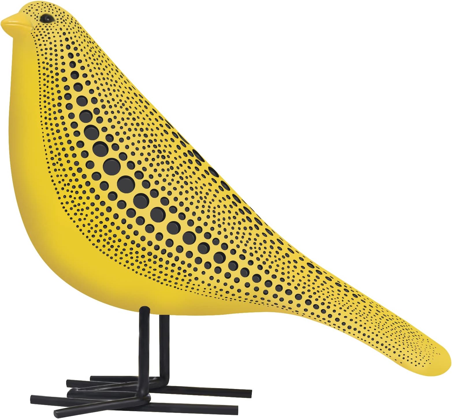 Quoowiit Figurines Home Decor, Chic Bird Figurine Shelf Decor, Animal Statues Bird Decor for Coffee Table, Desk, Tv Stand, Dining Table, Resin Art Decorative Sculpture with Polka Dots Design (Yellow)
