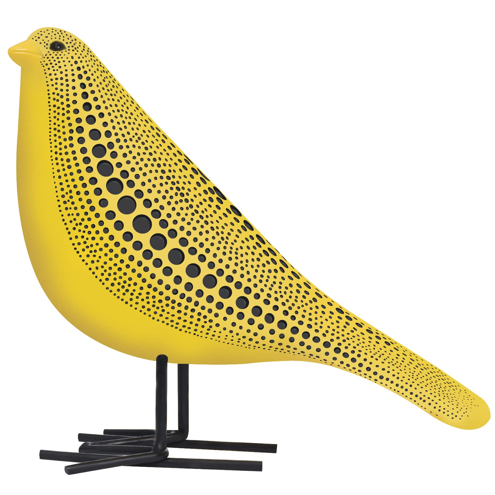 Quoowiit Figurines Home Decor, Chic Bird Figurine Shelf Decor, Animal Statues Bird Decor for Coffee Table, Desk, Tv Stand, Dining Table, Resin Art Decorative Sculpture with Polka Dots Design (Yellow)