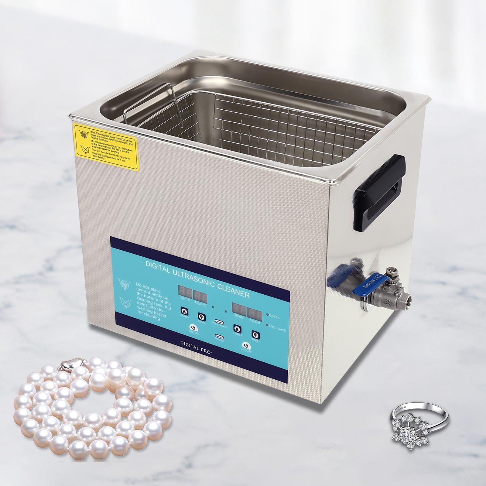 Myjka ultradźwiękowa 8,5 l, ogrzewanie 250 W, ultradźwiękowe urządzenie czyszczące ze stali nierdzewnej 270 W, 28/40 kHz cyfrowe laboratorium ultradźwiękowe urządzenie do czyszczenia biżuterii