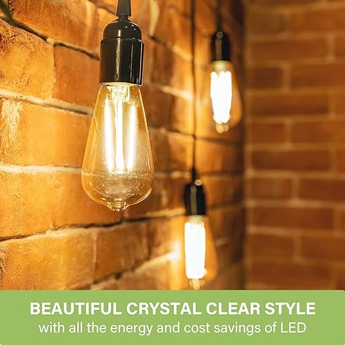 Miniatura 4 de Sigalux Edison Bulbs, Bombilla LED E26 ST58 de filamento transparente, no regulable, bombillas vintage, equivalente a 400 W, 400 lúmenes, blanco