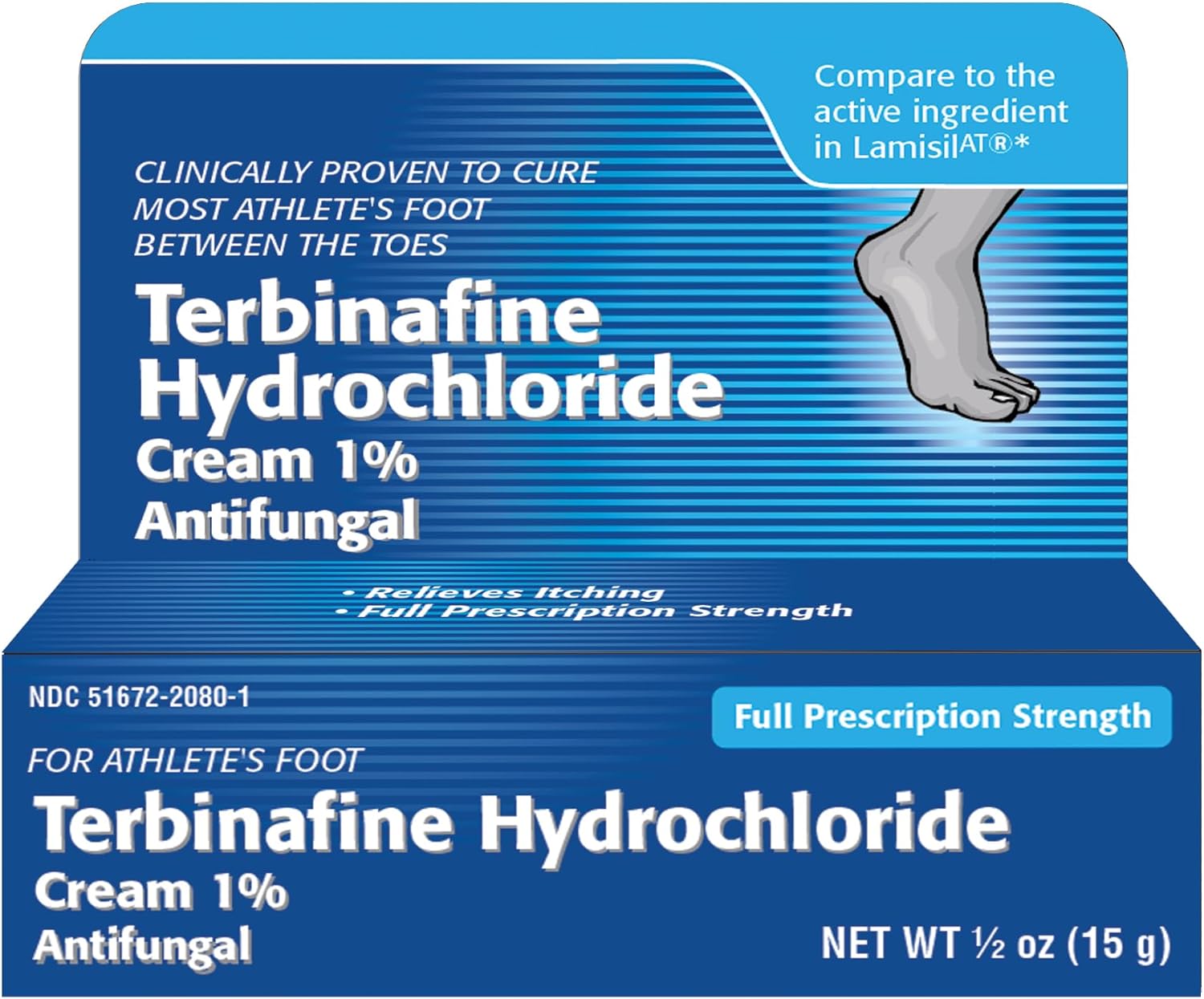 TARO Terbinafine Hydrochloride antifungal Cream 1% - Athletes Foot Cream Extra Strength, relieves itching & Burning, Cures Most Athlete's Foot, Jock Itch & Ringworm