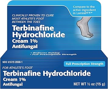 TARO Terbinafine Hydrochloride antifungal Cream 1% - Athletes Foot Cream Extra Strength, relieves itching & Burning, Cures Most Athletes Foot, Jock Itch & Ringworm