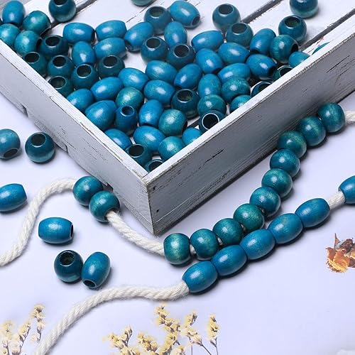 Miniatura 10 de Cuentas de madera ovaladas de 0.669 x 0.551 in con agujero de 0.197 in de color marrón oscuro cuentas sueltas de madera para manualidades, 40