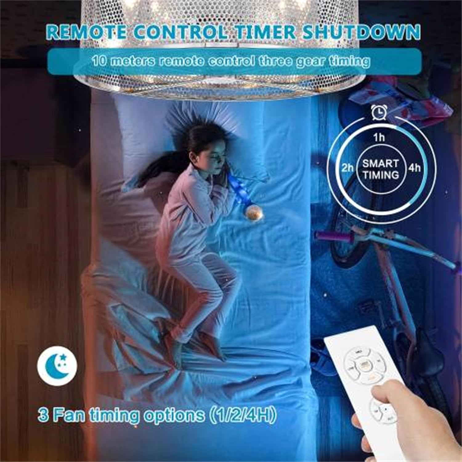 20.4 Inch 3 ABS Fan Blades Dual Shade, Modern Ceiling Fan, Ceiling Fan with Light, with Remote Control, Quiet Reversible AC Motor, for Bedroom/Living Room/Study Room/Terrace, Chrome Plated