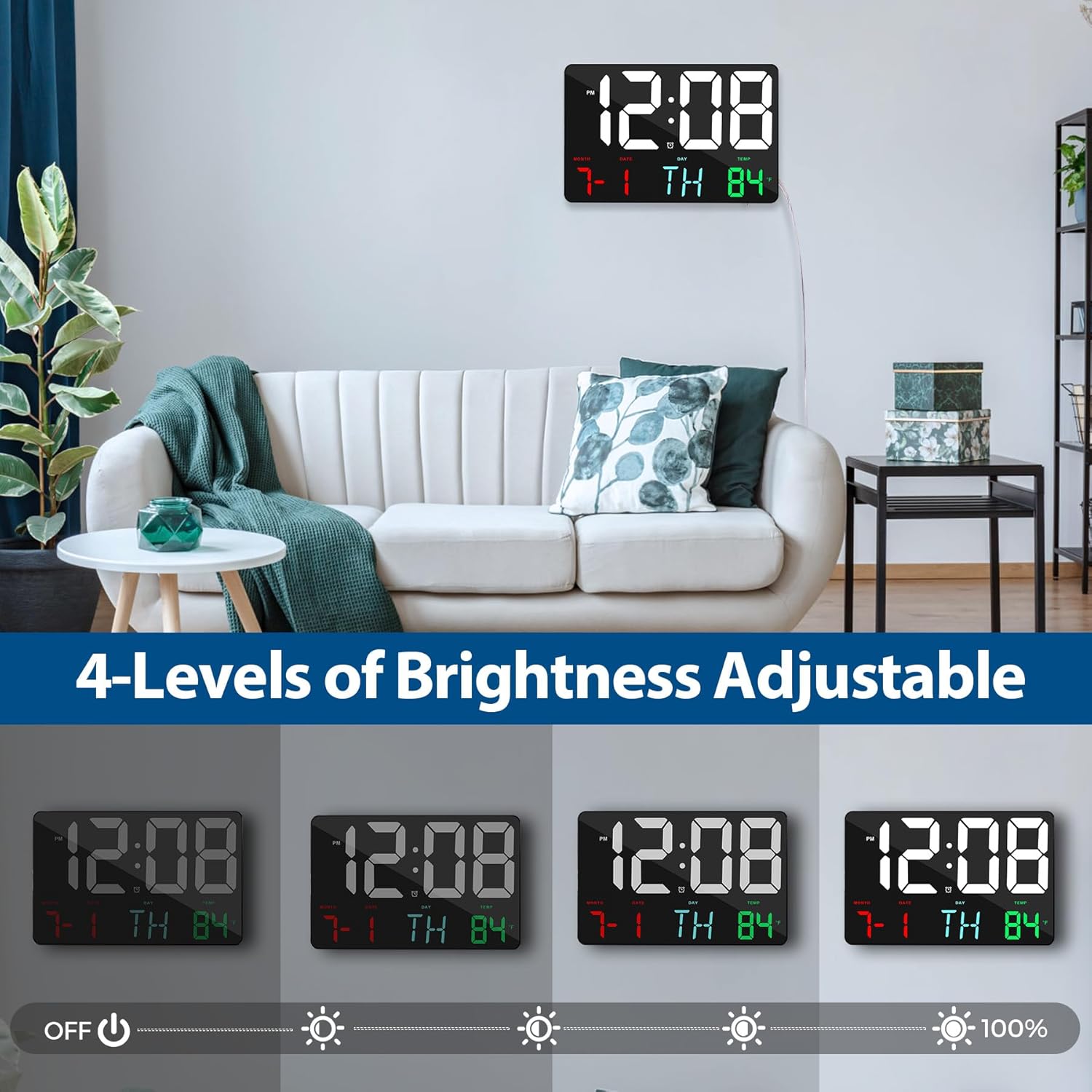 SZELAM Digital Clock Large Display,11.5"Digital Wall Alarm Clock with Remote Control,LED Oversized Electric Clock with Calendar,12/24H,Adjustable Brightness Large Clock for Home Office Kitchen Bedroom