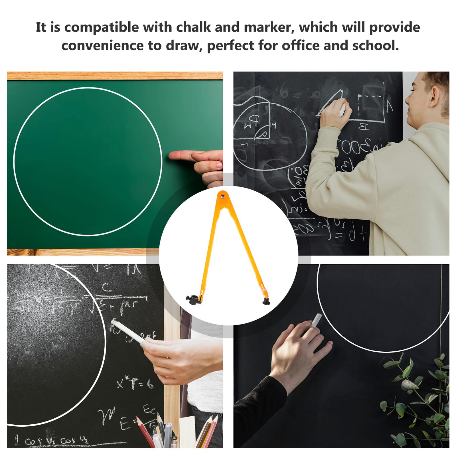 DOITOOL 6 Pièces Grand Compas de Traçage pour Mathématiques Outil Denseignement avec Ventouse et Compatible Craie Démonstration Géométrique Scolaire Couleur Aléatoire