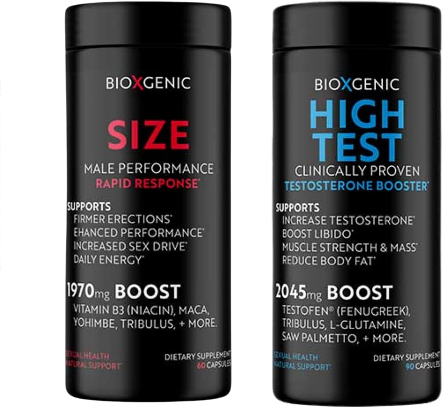 Bioxgenic High Test + Size Stack – Testosterone & Performance Support (High Test 90ct + Size 60ct)