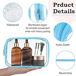 Weewooday 12 Pieces Clear Makeup Bags Cosmetic Storage Bags PVC Zipper Pouches Travel Waterproof Makeup Plastic Case for Women Organizing Toiletries Traveling Bathroom(Medium,Blue)