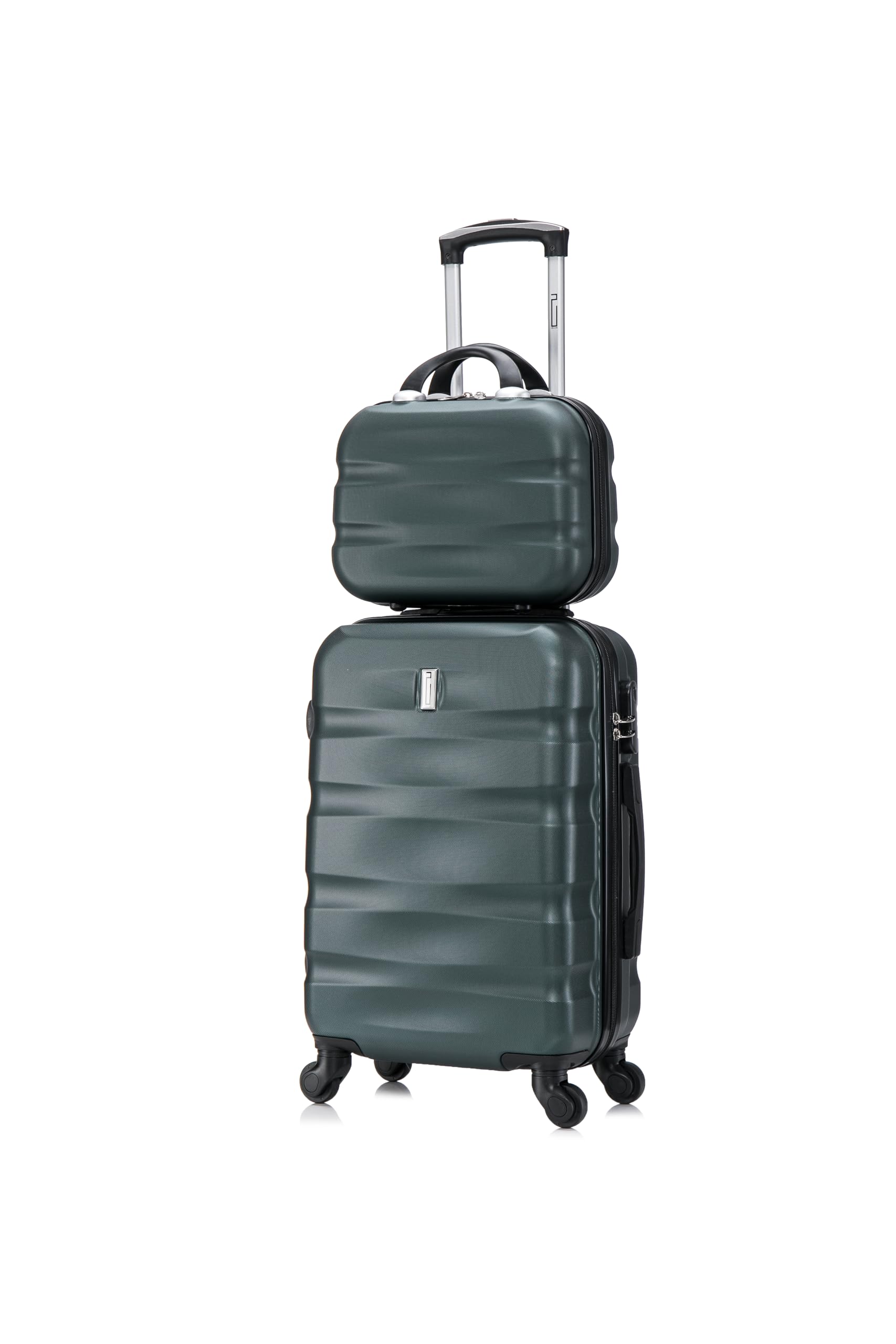 CELIMS - 2-teilige Koffersets | Handgepäckkoffer + Kulturbeutel | 55x40x20cm Handgepäck | Kleiner Leichter Koffer | Dunkelgrün
