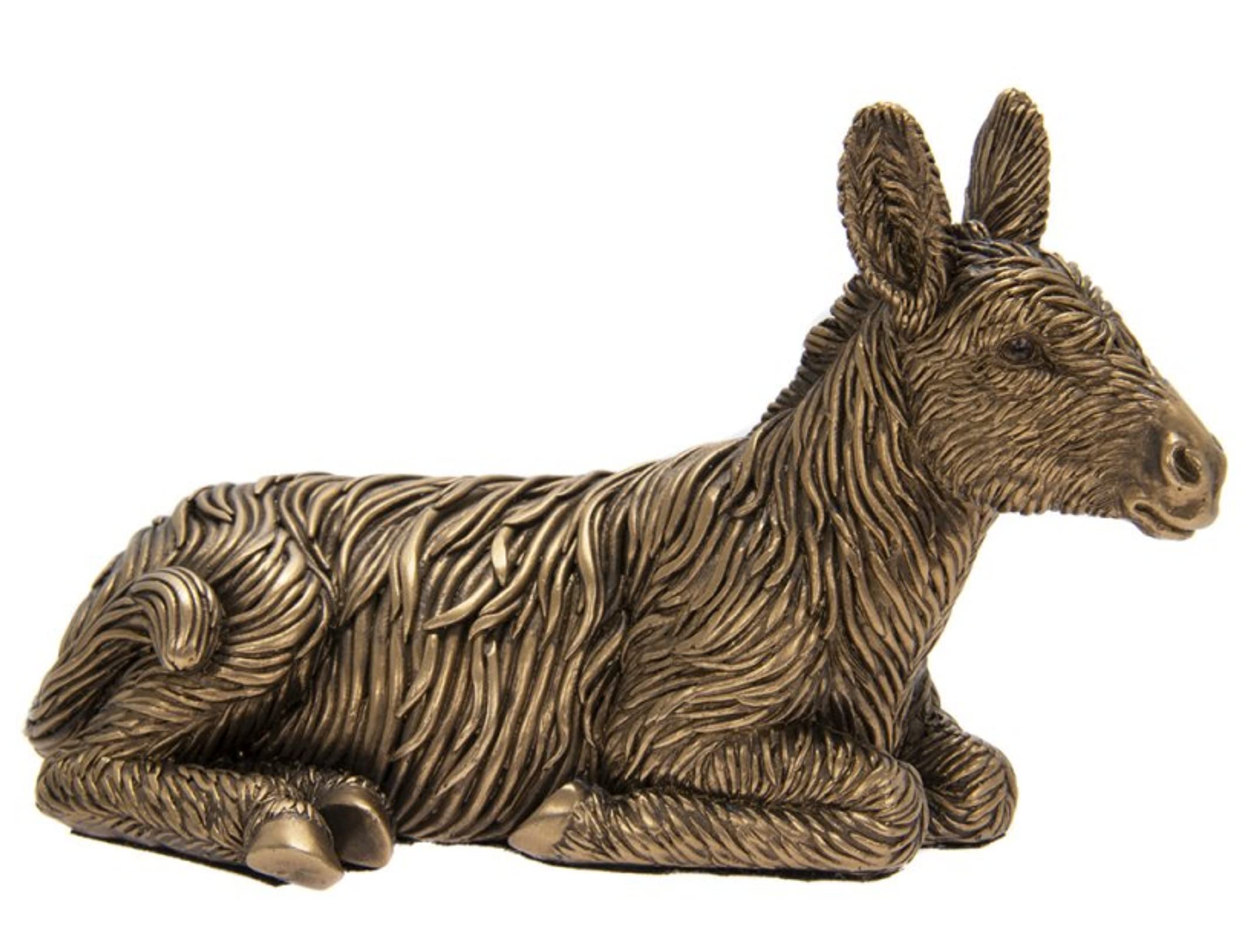 Leonardo Bronze Reflections D Laying Long Hair Donkey Ornament Figurine, Gift Boxed