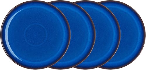 Denby IMP-003B4 - Juego de platos llanos (4 unidades), color azul