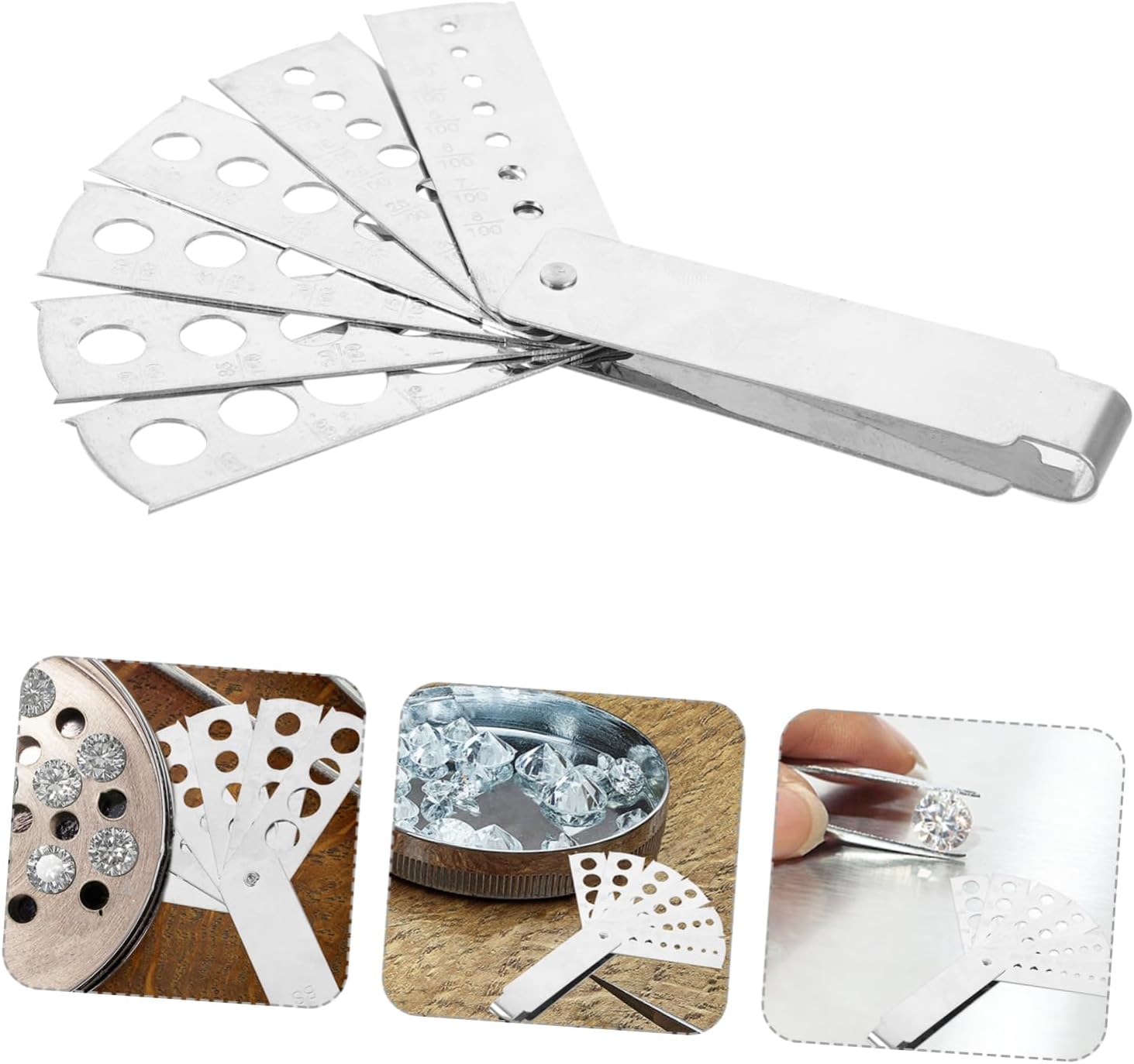ULDIGI Professional Ring Measuring Set Stainless Steel Gemstone Tester for Ring Size Jewelry Setting Tools Home Gem