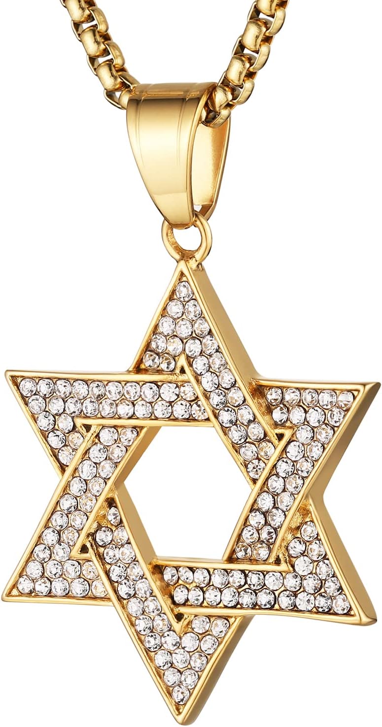 HZMAN Women Men Stainless Steel Israel Magen David Necklace Star of David Pendant