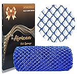 SPMKTBOZAI African Net Sponge Authentic, African Exfoliating Sponge Real African Net Black Owned, African Bath Sponge Back Scrubber, Body Exfoliator Shower Bath Accessories (Blue)
