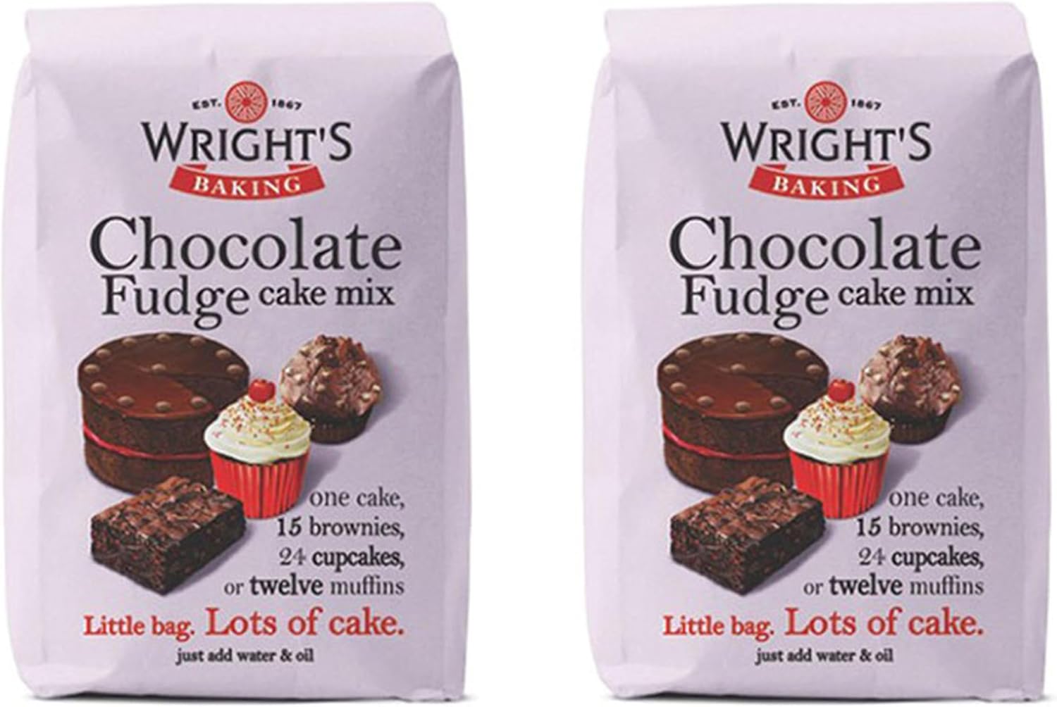 Wright's Baking Chocolate Fudge Cake Mix 2X500g (1Kg) A rich