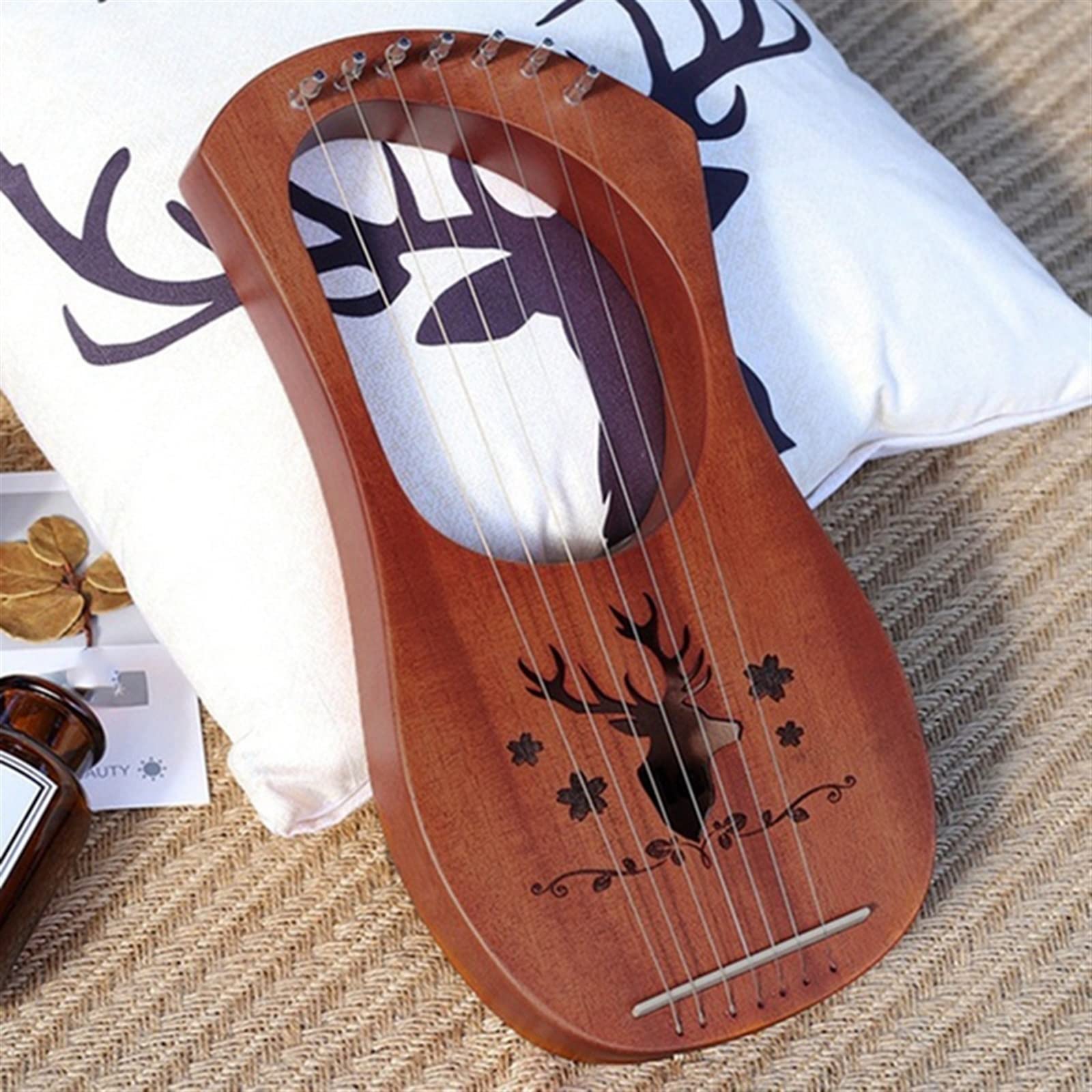 Arpa de lira de 7 cuerdas Arpa de madera maciza de caoba Cuerdas Instrumentos de cuerda Lira? Arpa para principiantes