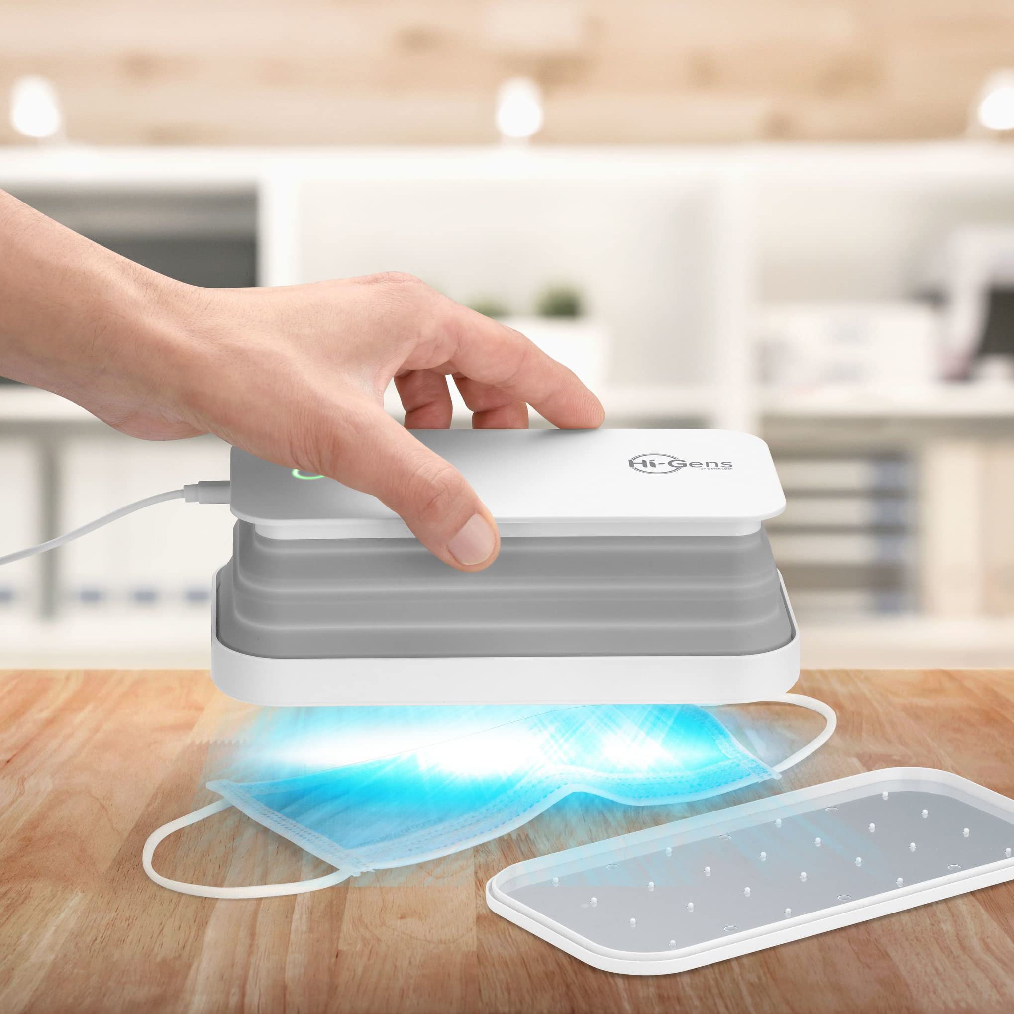 Cellularline | UVCSTERILIZERW | Hi-Gens, stérilisateur à lumière LED pour la stérilisation du Smartphone, avec émission de lumière Ultra-traviolette (UV-C), stérilisant 99,9% des bactéries.