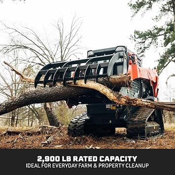 Titan Attachments 60 Root Grapple Rake, Universal Skid Steer Mount, Wide Clamshell, Twin 3,000 PSI Cylinders, 2,900 LB Rated, Landscaping & Land Clearing
