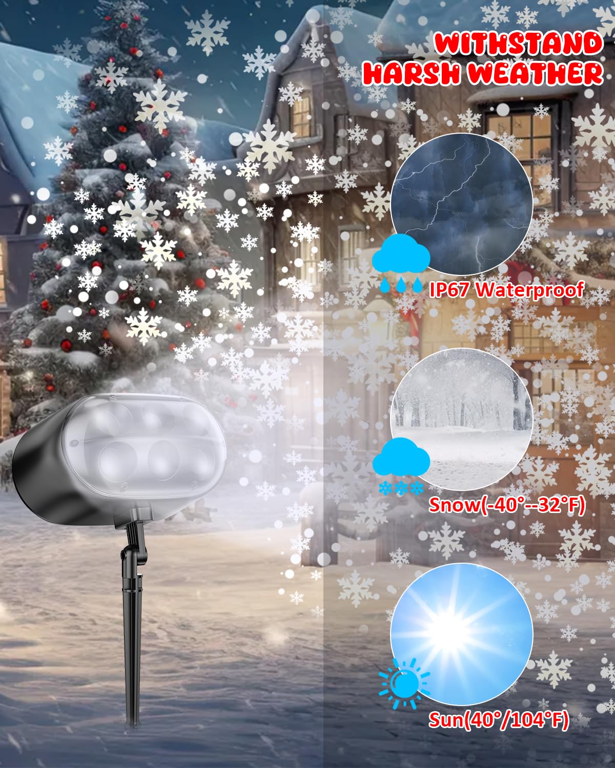 Christmas Snowflake Projector Lights, Snow Falling LED Light with Remote, Adjustable Dynamic Snow Light Show Projector - Image 3