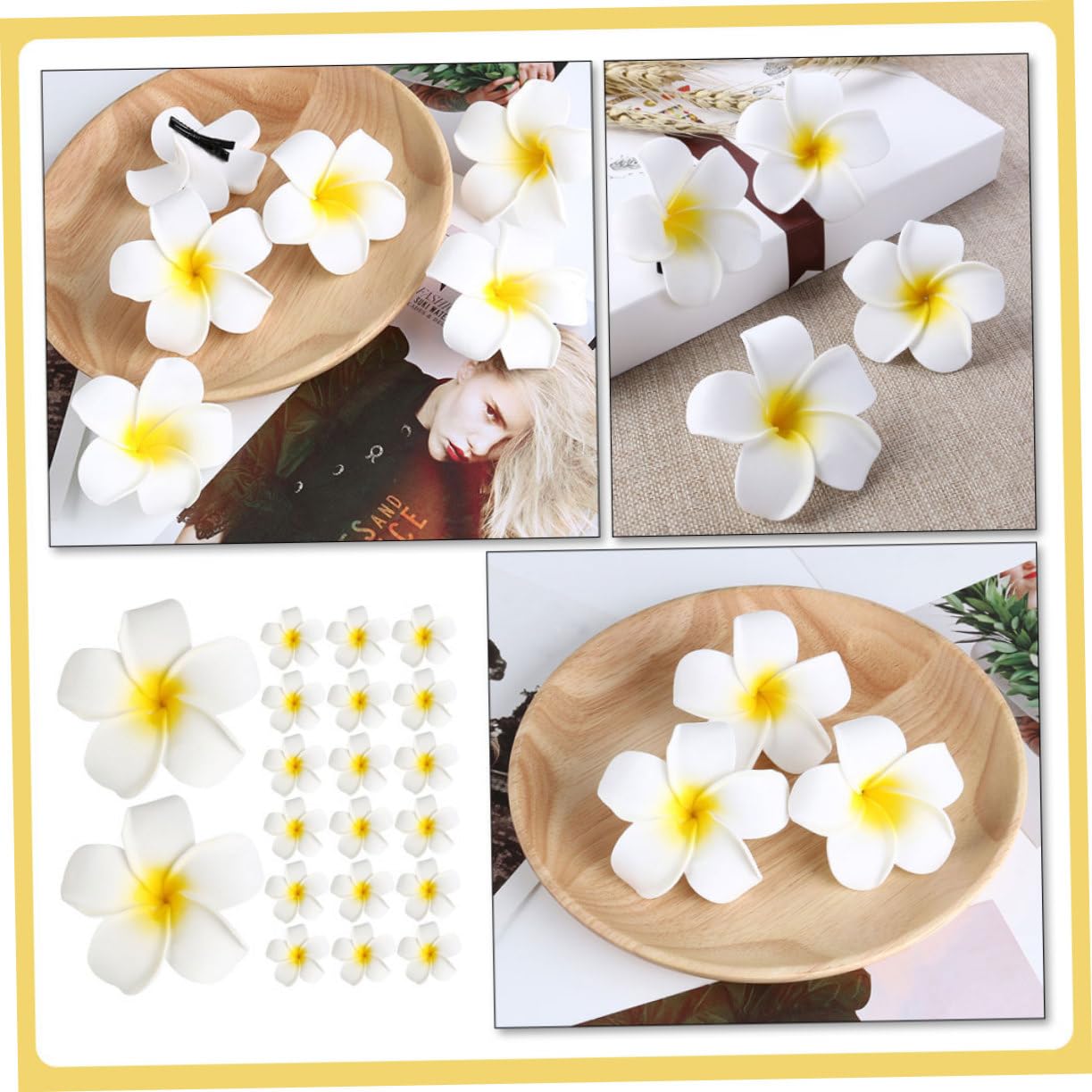 Didiseaon 96 Piezas Plumeria Rubra Broches Horquillas De Flores Pinzas Para Peinar El Cabello Pinza De Pelo Hawaiana Pasadores De Pelo De Flores Accesorios Para El Cabello De Novia