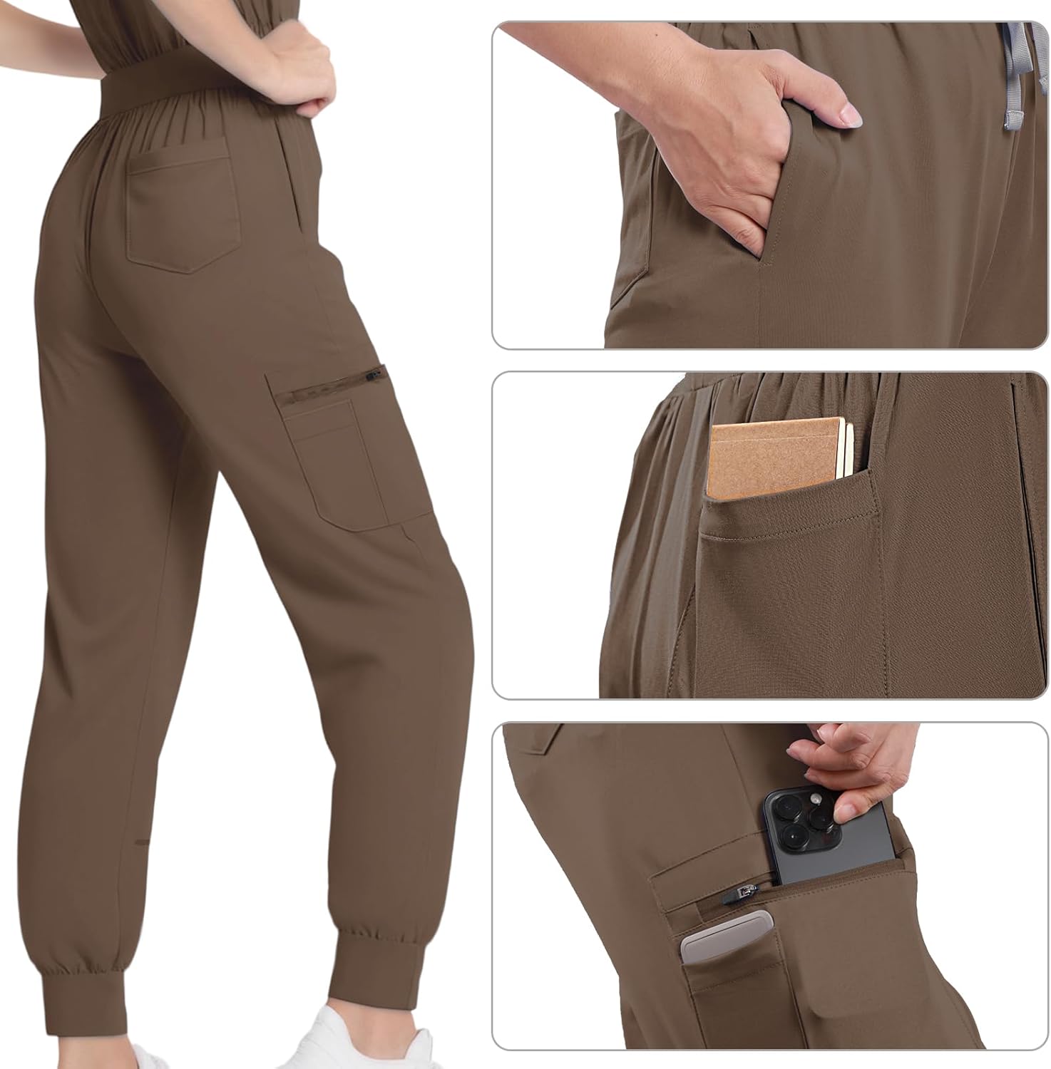 Scrubs for Women Set - Cool Stretch Scrub Top & Jogger Pants with 11 Pockets Breathable Nursing Uniform Scrub Suit - Image 4