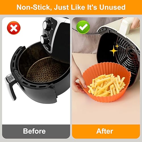 Miniatura 4 de Forro de silicona reutilizable para freidora de aire, accesorios redondos antiadherentes, fáciles de limpiar, bandeja de accesorios para freidora de