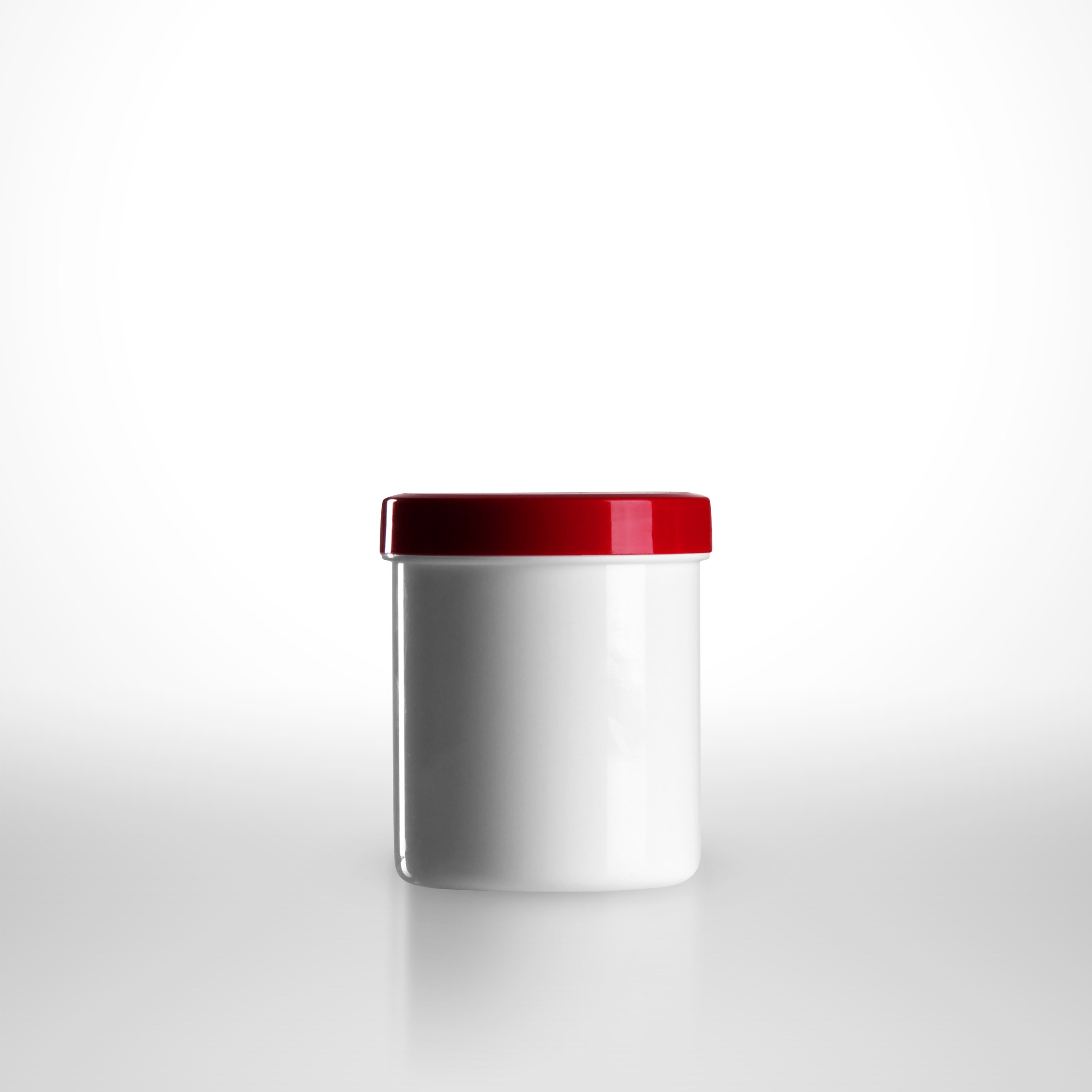 100 x Salbenkruken (Salbendose) weiss / 100g bzw. 125ml / Schraubdeckel rot/PP (€ 0,60 pro Stk.)