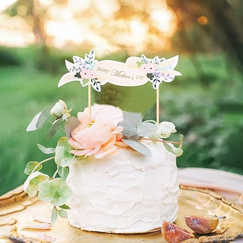 Miniatura 6 de Ercadio Paquete de 3 decoraciones para tartas con diseño de flores para el Día de la Madre, para el Día de la Madre, decoración de tartas para el