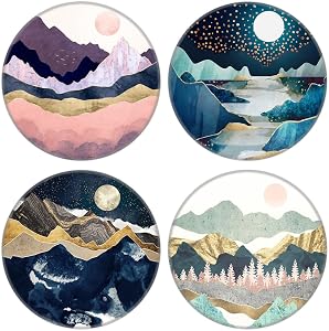 MOKKI 4 Pack Phone Grip,Cell Phone Holder for Smartphone,Finger Expanding Kickstand Stand - Rose Gold Pink Mountain Sunset Tree Marble