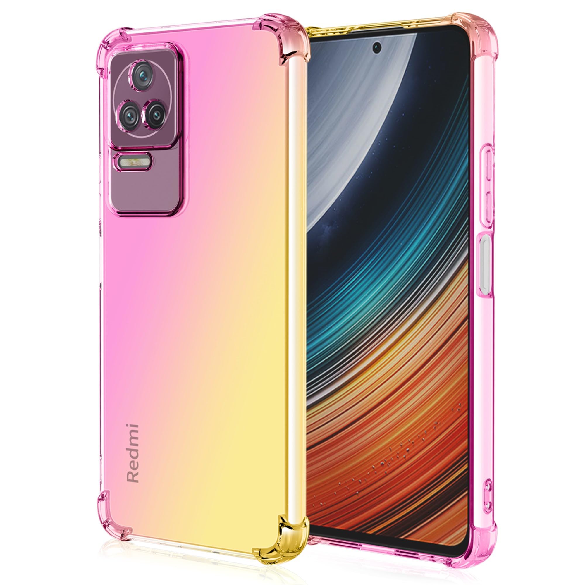 HUANGTAOLI Airbag Drop Protection Gradient Color Soft Bumper Phone Case for POCO F4 5G