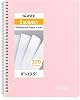 SUNEE Spiral Notebook, 1-Subject, Wide Ruled Paper, 8 x 10-12, 100 Sheets per Notebook, 3-Hole Punched Paper, Water Resistant Cover, Double-sided Pockets, Spiral Lined Notebooks for School, Pink