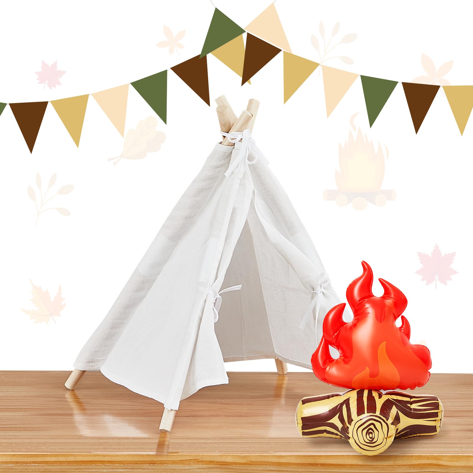 Sonwyoung Camping Themed Party Decorations, Kids Tent Party Centerpiece with Inflatable Fake Campfire Camping Themed Party Decorations Camping Party